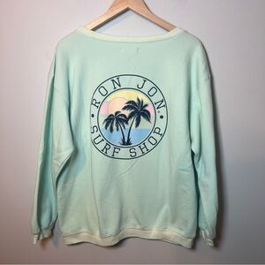 Ron Jon Surf Shop Sweatshirt Women’s XL Mint Green Crewneck - Beach Palm Tree